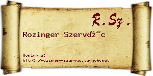 Rozinger Szervác névjegykártya